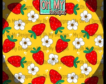 Strawberry, Strawberries, Flowers, floral, spring, summer - Seamless Pattern - JPG File - Digital Paper