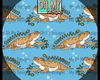 Bearded dragon, reptile, lizard - Seamless Pattern - JPG File - Digital Paper