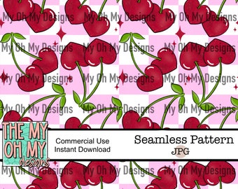 Heart cherry, cherries, valentines day, checkerboard, girly, cute, sparkle, love, fruit - JPG File - Digital Paper