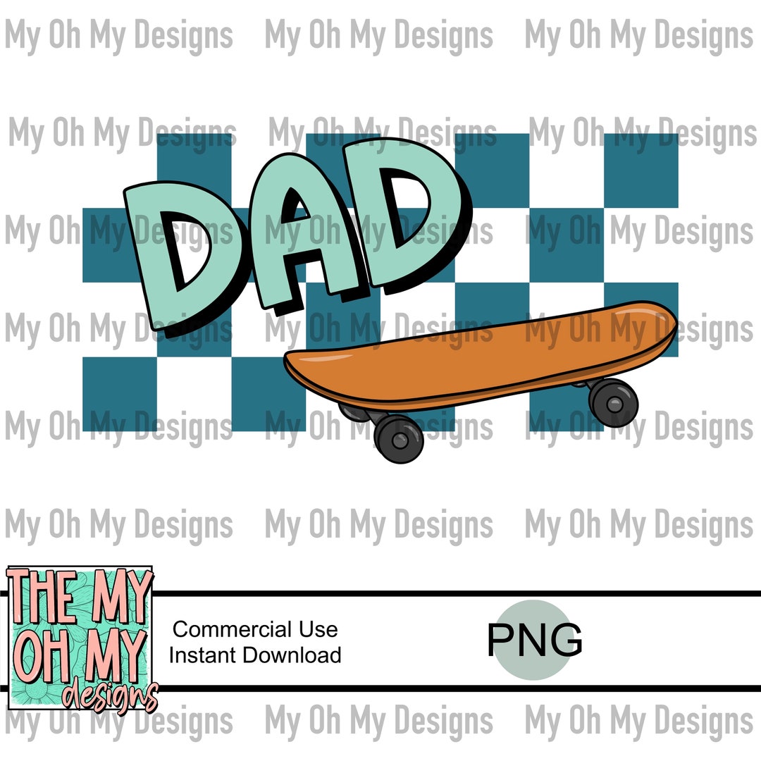 Dad Skateboard Checkerboard PNG File Sublimation Design - Etsy