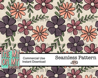Floral, Flowers - Seamless Pattern - JPG File - Digital Paper
