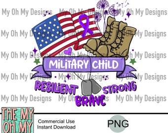 Month of the military child, patriotic, April, purple - PNG File - Sublimation design print file