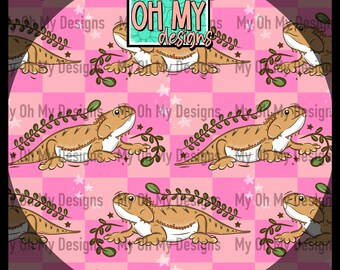 Bearded dragon, reptile, lizard - Seamless Pattern - JPG File - Digital Paper