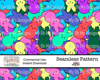 Easter, Spring, Bunny, Rabbit, neon - Seamless Pattern - JPG File - Digital Paper