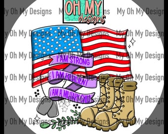 Month of the military child, patriotic, April, purple - PNG File - Sublimation design print file