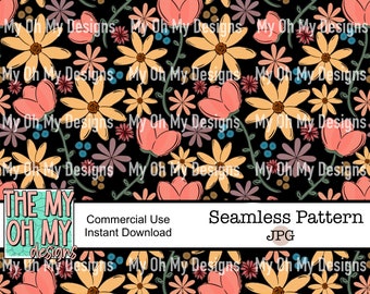 Floral, Flowers - Seamless Pattern - JPG File - Digital Paper