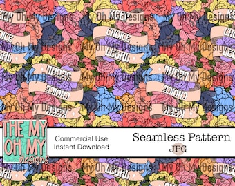 Keep Choice legal, flowers, floral, Roe V Wade, Womens Rights, pro choice - Seamless Pattern - JPG File - Digital Paper