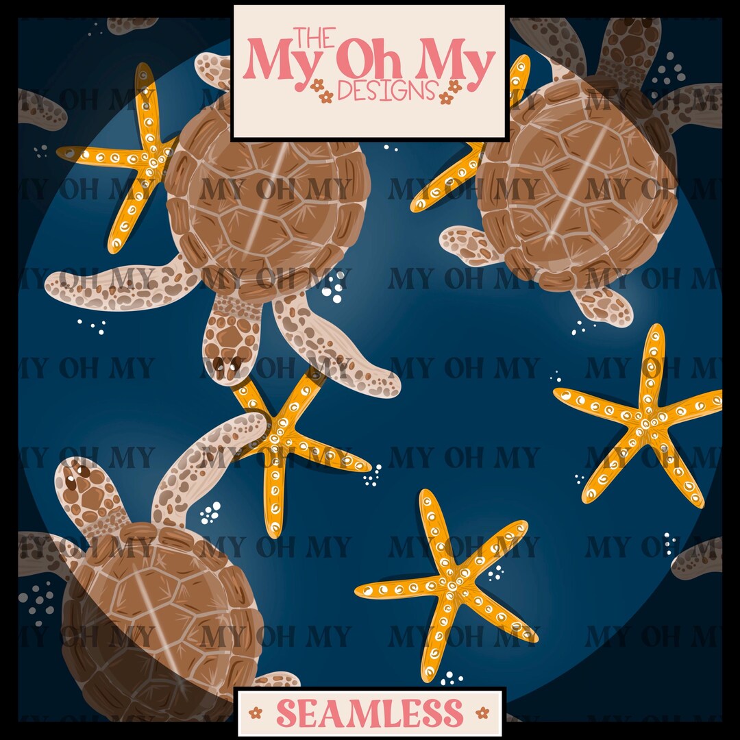 Beach Turtle Pattern Sea Turtle, Beach, Ocean, Animal - Seamless Pattern - JPG File ...