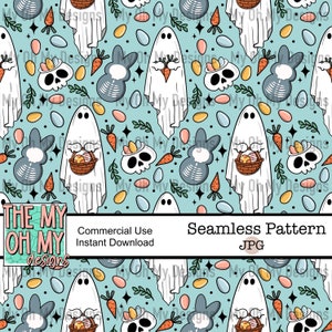 Easter, Spring, spooky, ghosts - Seamless Pattern - JPG File - Digital Paper