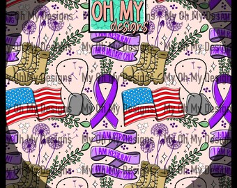 Month of the military child, patriotic, purple, April, awareness - Seamless Pattern - JPG File - Digital Paper