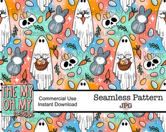 Easter ghost, spooky, creepy - Seamless Pattern - JPG File - Digital Paper