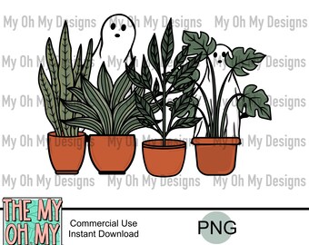 House plants and Ghosts, fall, halloween - PNG File - Sublimation design print file