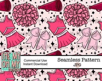 Cheer, Cheerleader, Cheerleading, pink - Seamless Pattern - JPG File - Digital Paper