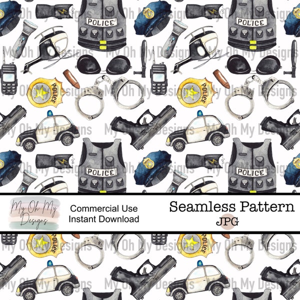 Police - JPG File - Seamless Design - Seamless File - Digital Download