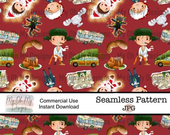 Christmas, Xmas, Movie - Seamless Pattern - JPG File - Digital Paper - Seamless Design - Seamless File - Digital Download