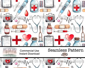 Medical Field, Doctor, Paramedic, Nurse, Hospital - JPG File - Seamless Design - Seamless File - Digital Download