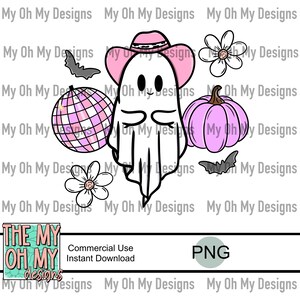 Cowboy, disco, ghost, halloween, fall, girly pastel, ghouls - PNG File - Sublimation design print file
