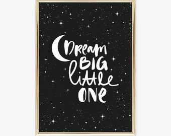 Poster, Print, Wallart, Fine Art-Print, Quotes, Sayings, Typography, Art: Dream big little one - birthday, kids, children, birth, gift idea