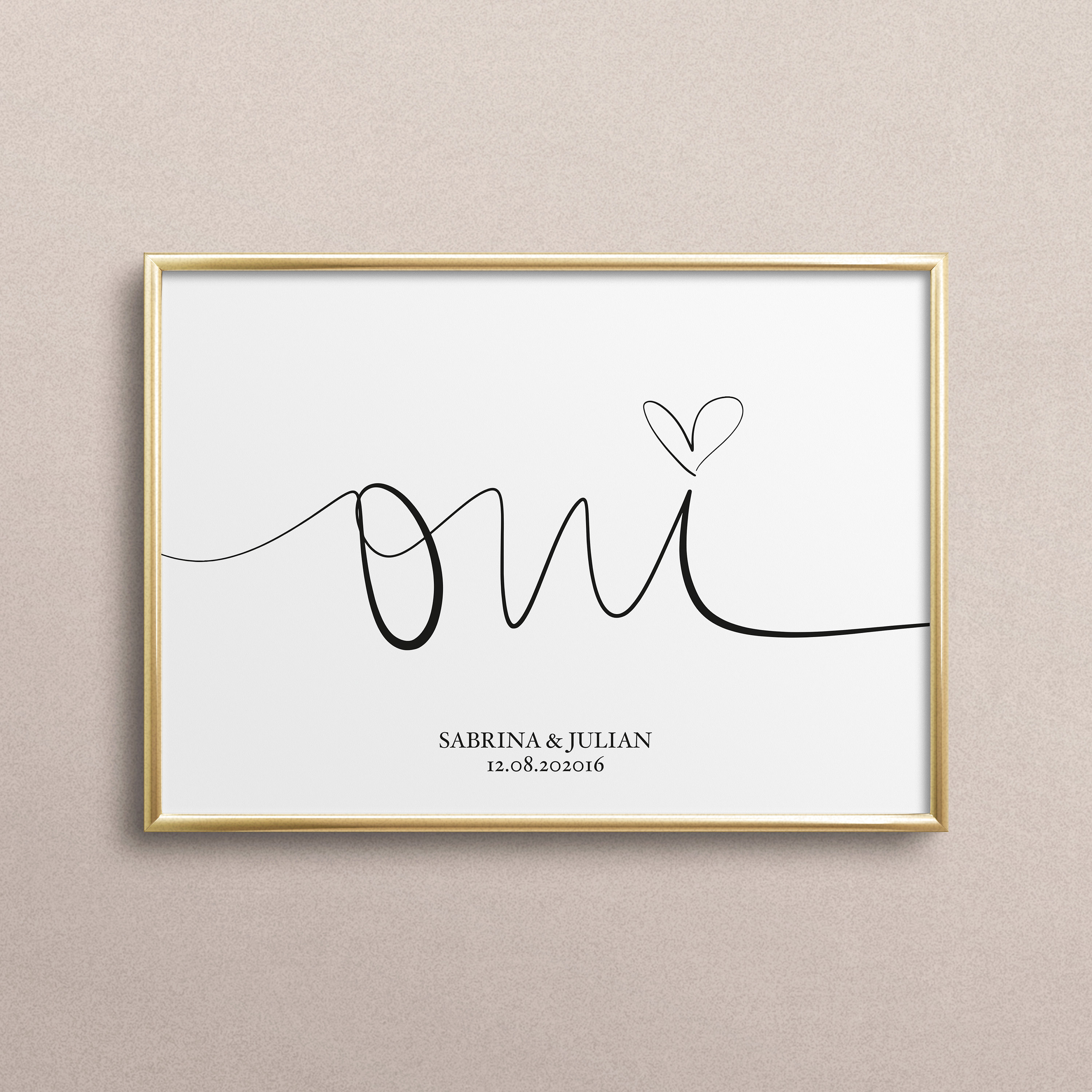 Personalized Poster, Print, Wallart, Fine Art-Print, Quotes, Sayings, Typography, Art: Oui - wedding day, anniversary, gift idea, engagement