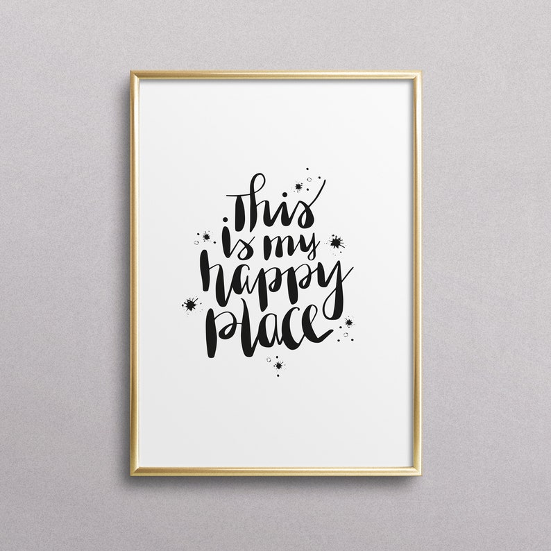 Poster, Print, Wallart, Fine Art-Print, Quotes, Sayings, Typography, Art: This is my happy place home, love, family, friends, gift idea image 1