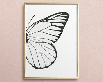 Poster, Print, Kunstdruck, Digitaldruck, Skandinavisches Design: Right Butterfly Wing - Illustration, Schmetterling, Geschenkidee, Gift