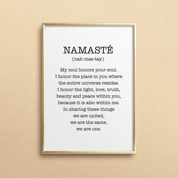 Poster, Print, Kunstdruck, Digitaldruck, Quote, Zitat, Sprüche: Namasté + Bedeutung - Yoga, Meditation, spirituell, Ruhe, Frieden, Geschenk