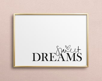 Kunstdruck, Digitaldruck, Sprücheposter, Poster, Print: Sweet Dreams - Schlafzimmer, Wandbild, Kinderzimmer, Baby, Geschenkidee, Typografie