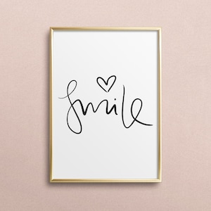 Poster, Print, Wallart, Fine Art-Print, Quotes, Sayings, Typography, Art: Smile - birthday, gift idea, happy, joy, life, love, friends