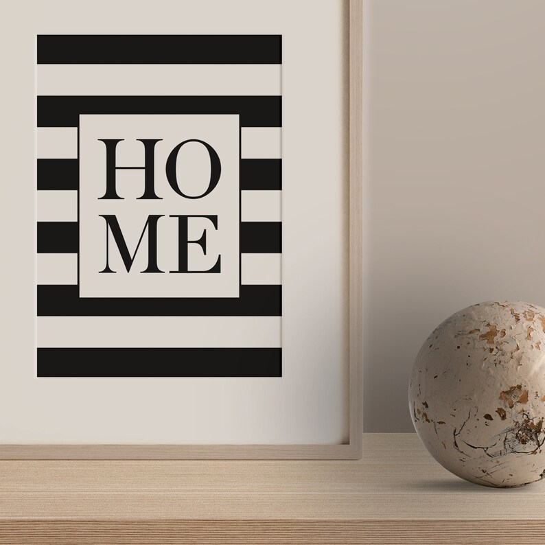 Poster, Print, Wallart, Fine Art-Print, Quotes, Sayings, Typography, Art: Home stripes, monochrome, fashionable, design, interior, gift image 3