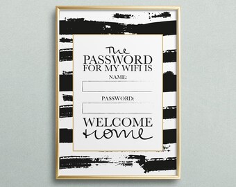 Poster, Print, Wallart, Fine Art-Print, Quotes, Sayings, Typography, Art: Wifi Password for guests - house rules, guest rooms, home, design