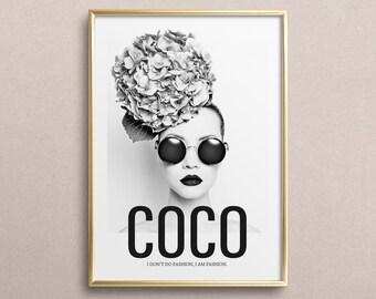 Poster, print, art print, digital print, illustration: Fashionista with sunglasses