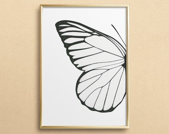 Poster, Print, Kunstdruck, Digitaldruck, Skandinavisches Design: Left Butterfly Wing - Illustration, Schmetterling, Geschenkidee, Design