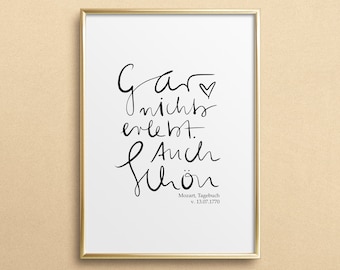 Poster, Print, Wallart, Fine Art-Print, Quotes, Sayings, Typography, Art: Gar nichts erlebt, auch schön - german , Mozart, funny, humorous