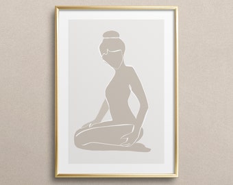 Sitting Woman - Poster zum Herunterladen, Digitaler Download, Kunstdruck, Print, Printable Wall Art, druckbare Wandkunst, Wandbild, Yoga