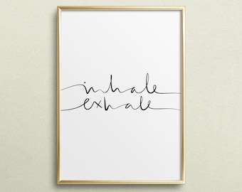 Poster, Stampa, Stampa artistica, Stampa digitale, Citazione, Detti: Inspira ed espira - Idea regalo, Yoga, Tipografia, Sport, Meditazione, Pace