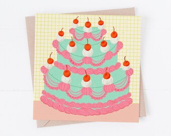 Birthday Cake Greeting Card | Birthday Card | Happy Birthday Card | Greeting Cards