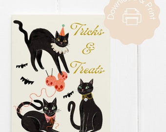 INSTANT DOWNLOAD Printable | Tricks & Treats | Printable Halloween Card | Digital Halloween Party Invitation | Halloween Greeting Card