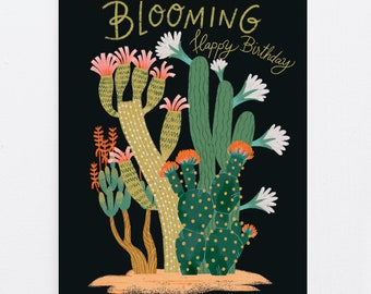 Wishing You A Blooming Happy Birthday | Cactus Birthday Card | Succulent Birthday | Desert Birthday