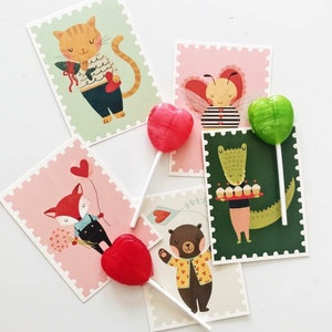 SOFORTIGER DOWNLOAD | Kinder Valentinskarten | Niedliche Tier Valentines