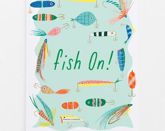 Fish On! Card | Father's Day Card | Dad Birthday | Card for Dad | Fishing Card