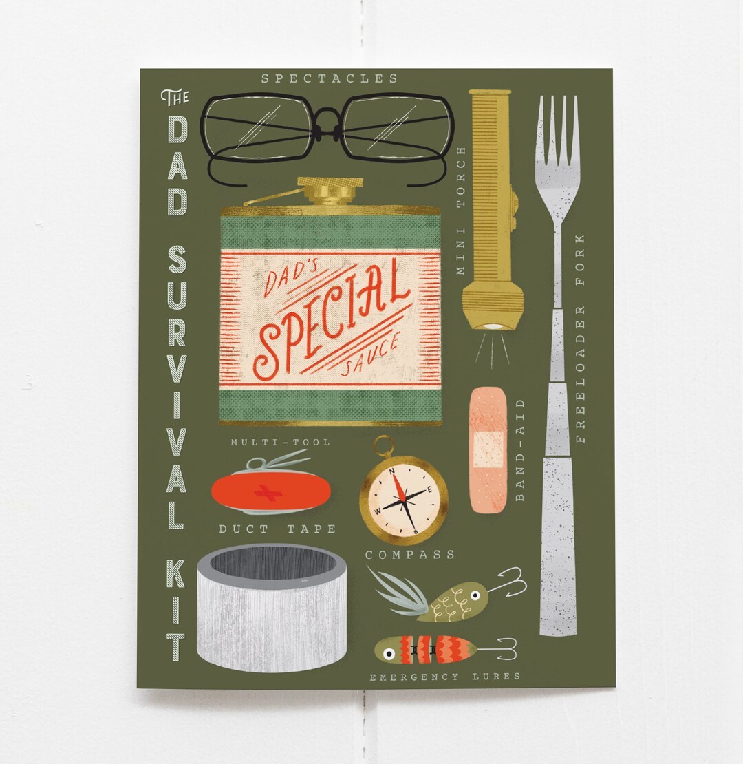 Dad Survival Kit Card Dad Emergency Kit Card Father's Day Card Dad ...