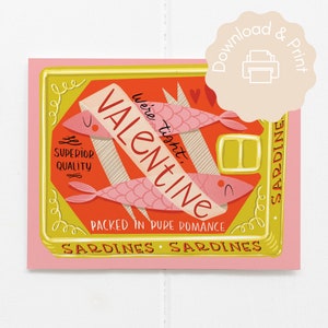 DESCARGA INSTANTE / Estamos apretados, San Valentín / Sardinas / Tarjeta del Día de San Valentín / Tarjeta del Día de San Valentín DIY / Descarga Digital / Tarjeta de Felicitación