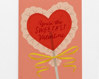 Lollipop Valentine's Day Card | Valentine Card | You're The Sweetest Valentine | Love Card