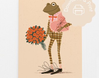 INSTANT DOWNLOAD | Handsome Frog | Valentines Day Card | DIY Valentines Day Card | Digital Download | Greeting Card