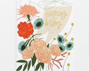 Floral Birthday Wishes Card | Floral Bouquet | Happy Birthday | Birthday Wishes