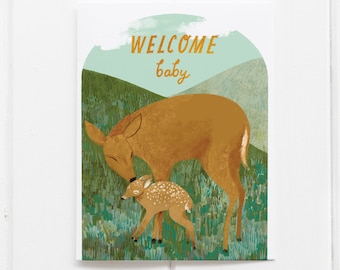 New Baby Card | Welcome Baby | Baby Deer | Congratulations Mama