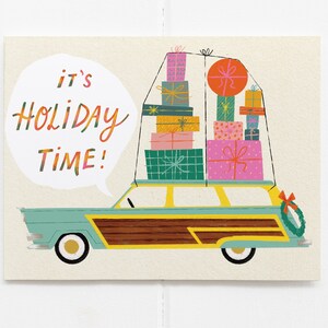 It's Holiday Time Christmas Card | Vintage Station Wagon Holiday Card