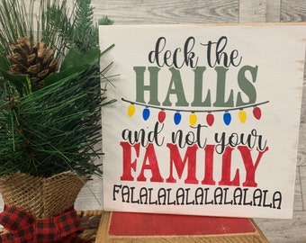 Christmas/deck the halls/humor/funny/holiday/rustic/farmhouse/tiered tray decor