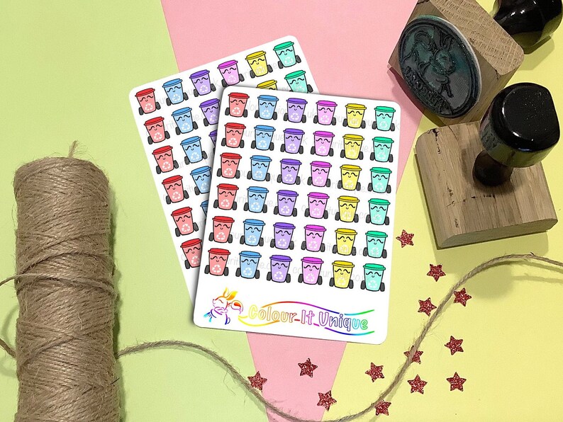 Cute Wheelie Bin Day Stickers / Chores Sticker Sheet for Etsy