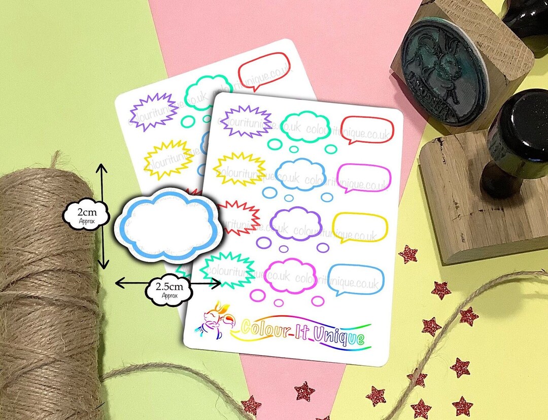 Write On Sticker Comic Style Speech Bubble Stickers / Write on Sticker Sheet for Planner ...